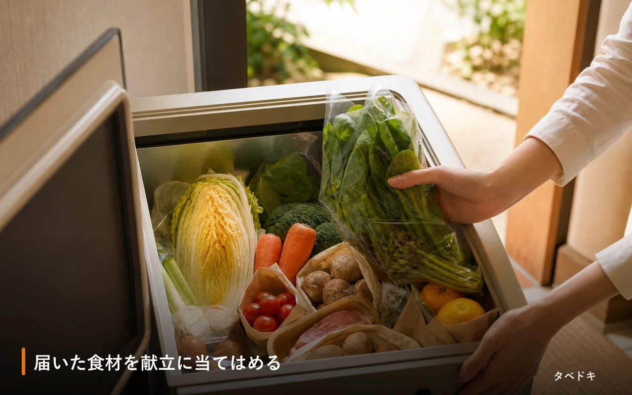 届いた食材を献立に当てはめる