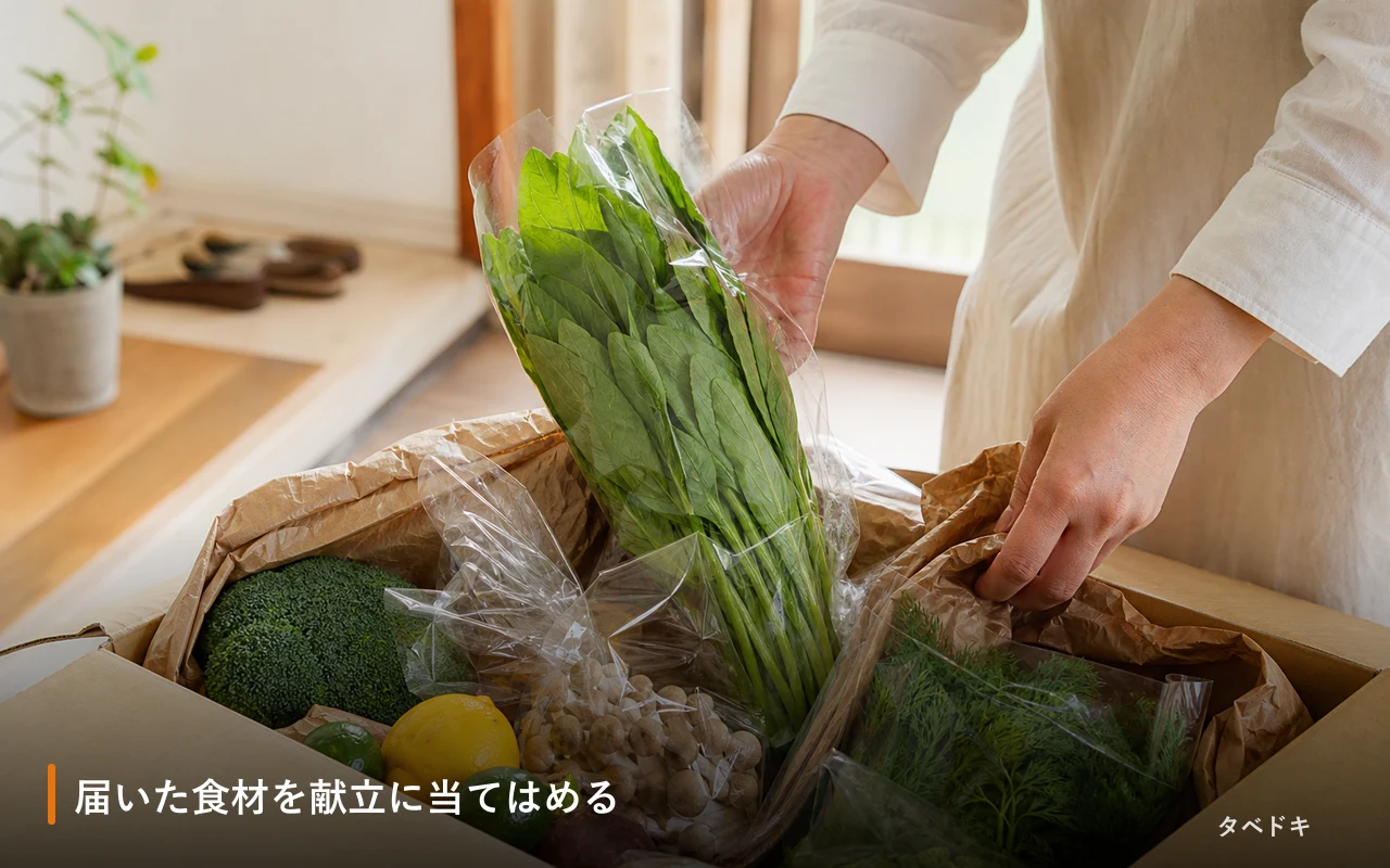 届いた食材を献立に当てはめる