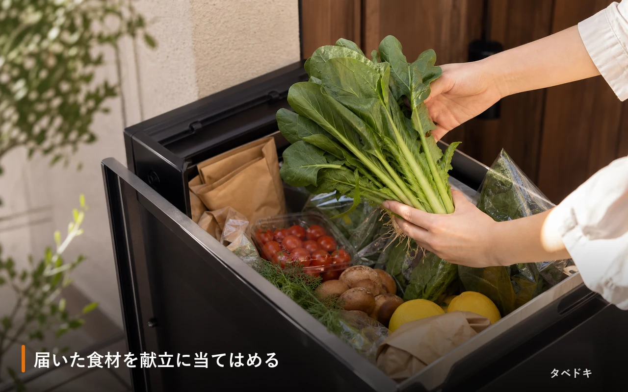 届いた食材を献立に当てはめる