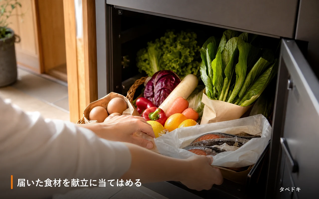 届いた食材を献立に当てはめる