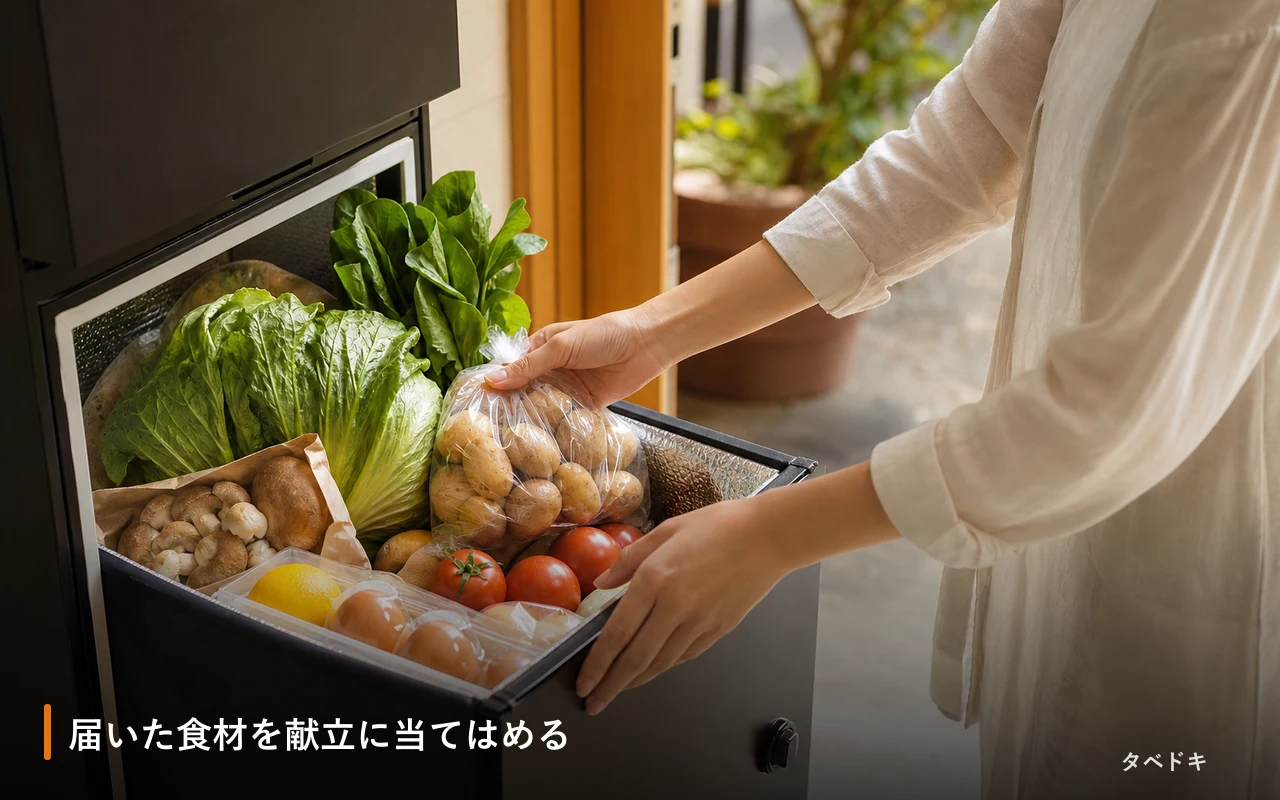 届いた食材を献立に当てはめる