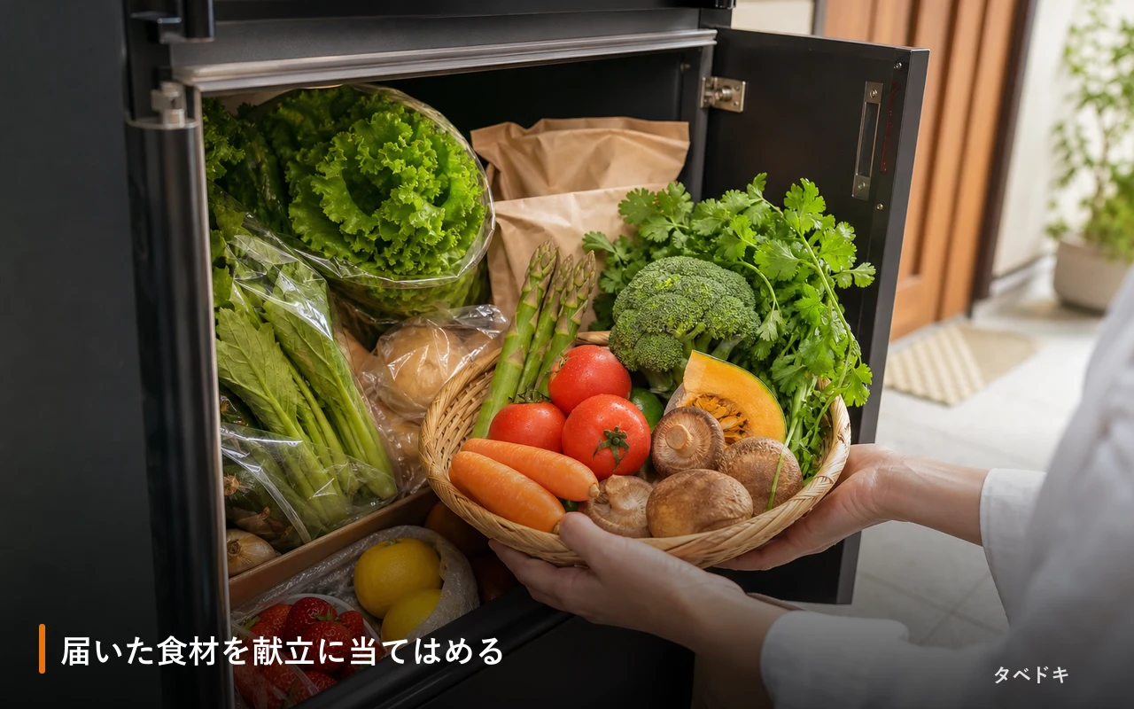 届いた食材を献立に当てはめる