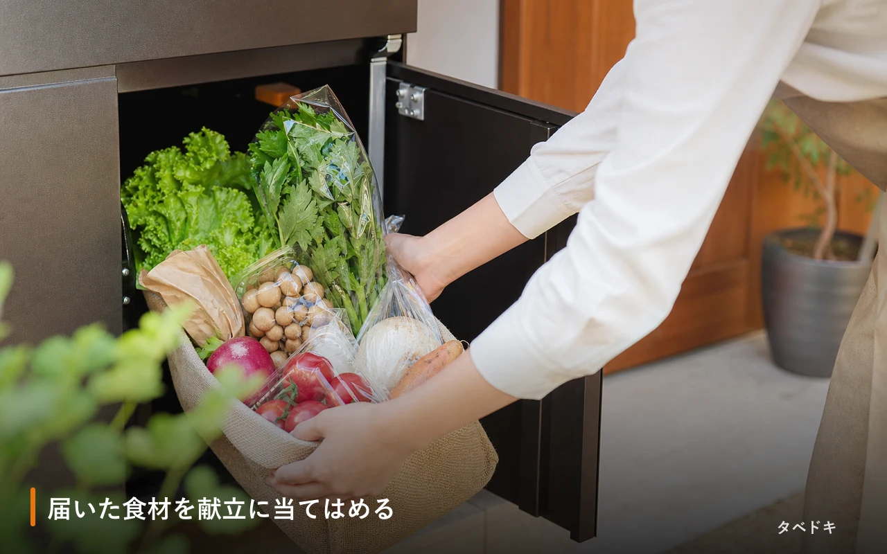 届いた食材を献立に当てはめる