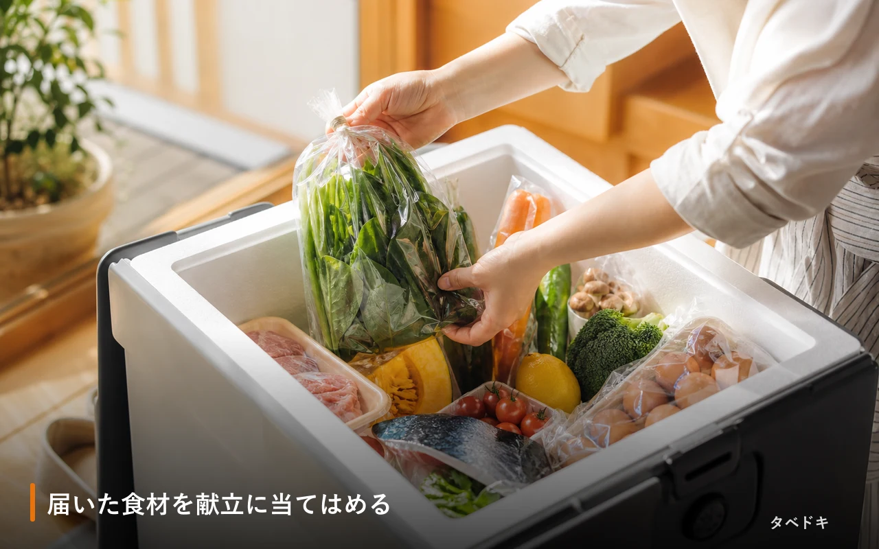 届いた食材を献立に当てはめる
