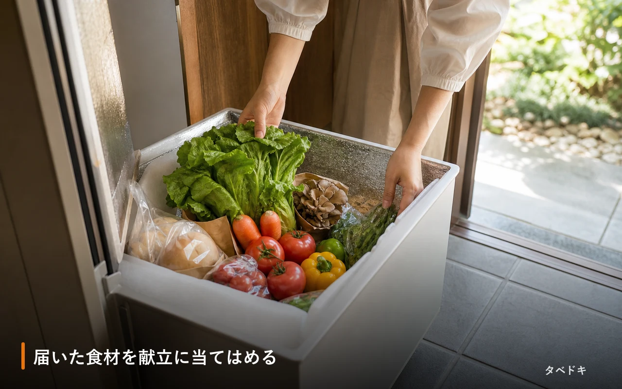 届いた食材を献立に当てはめる