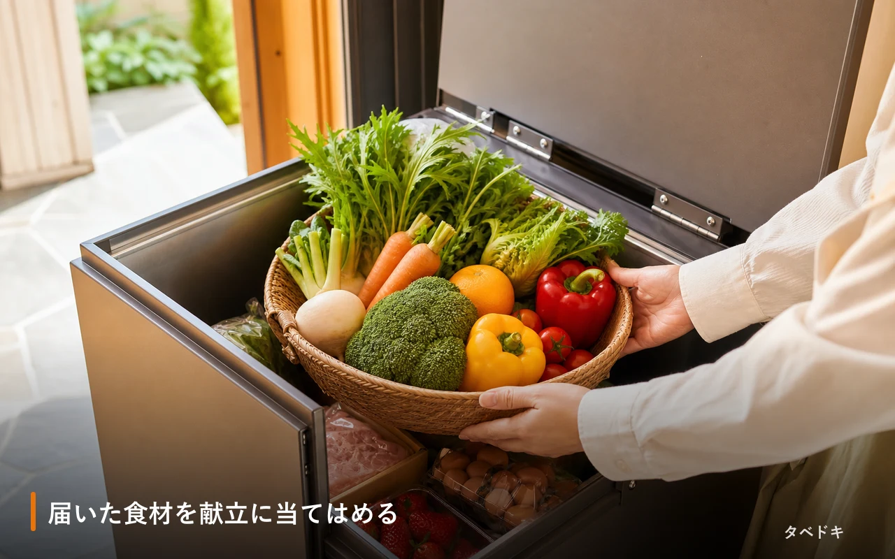 届いた食材を献立に当てはめる