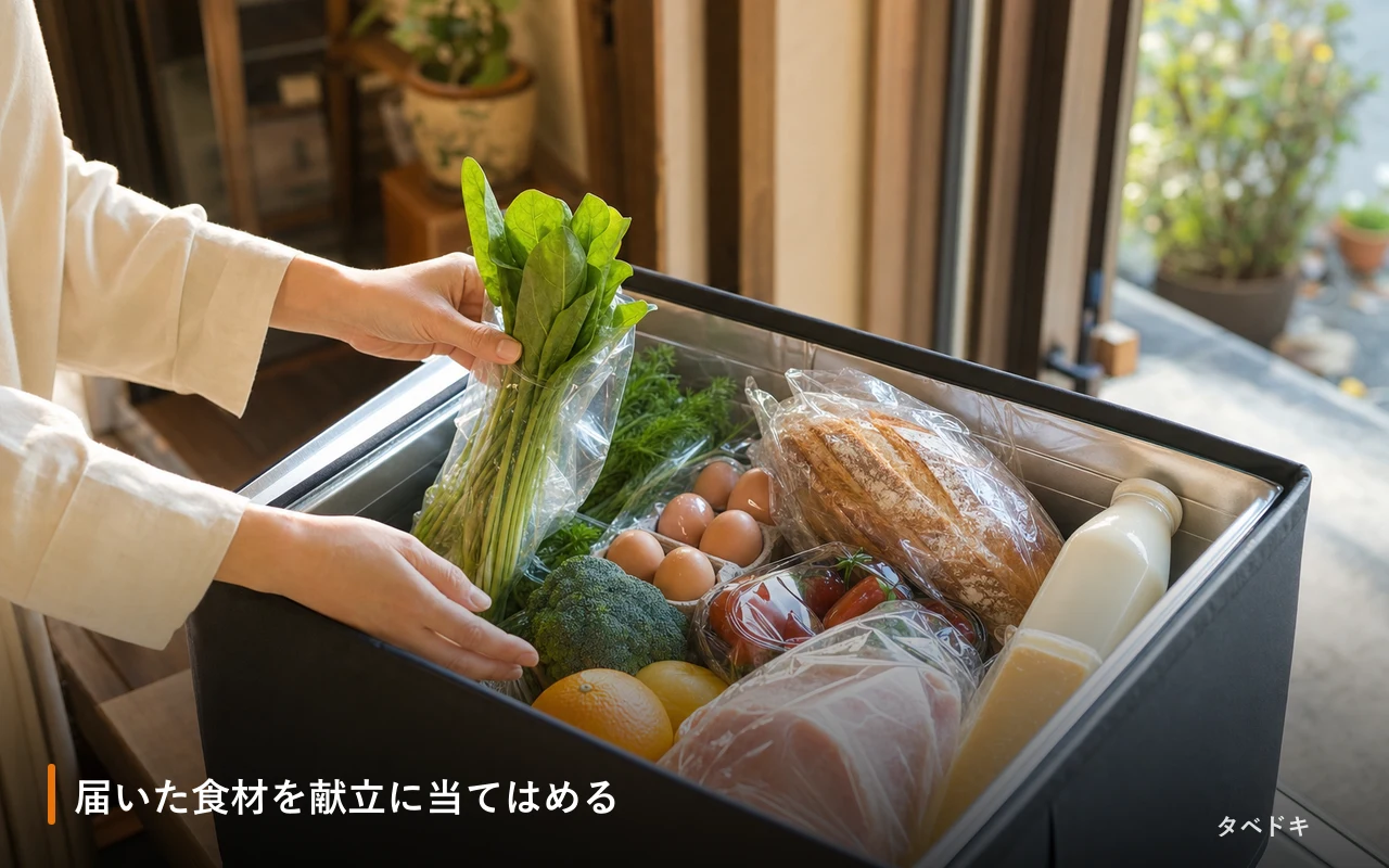 届いた食材を献立に当てはめる