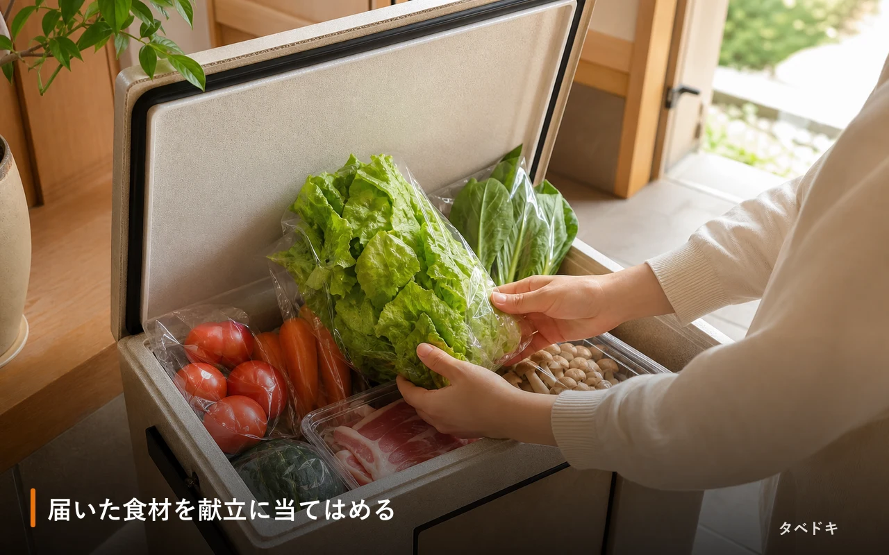 届いた食材を献立に当てはめる