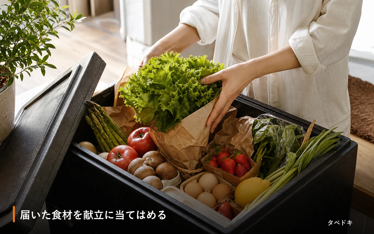 届いた食材を献立に当てはめる