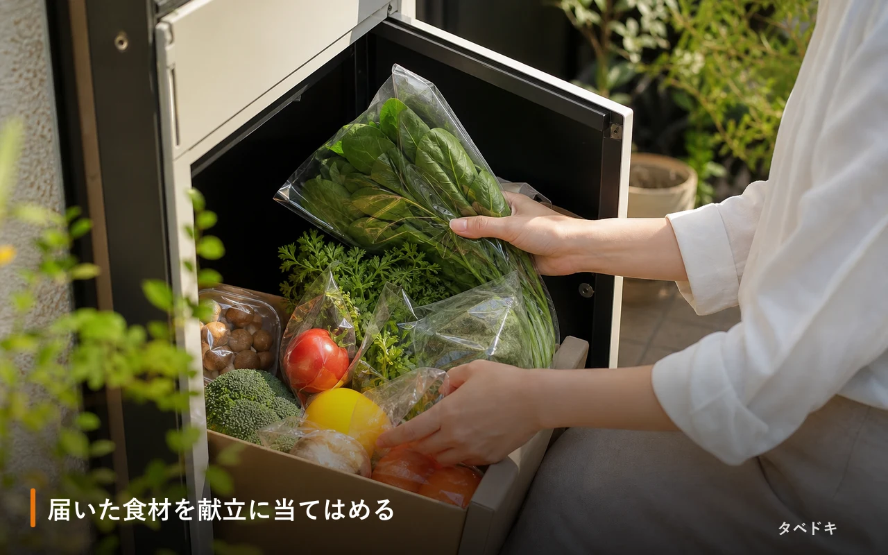 届いた食材を献立に当てはめる