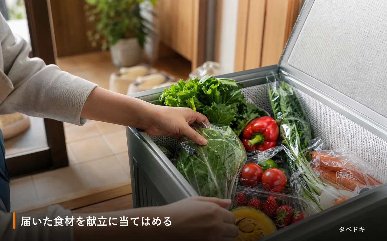 届いた食材を献立に当てはめる