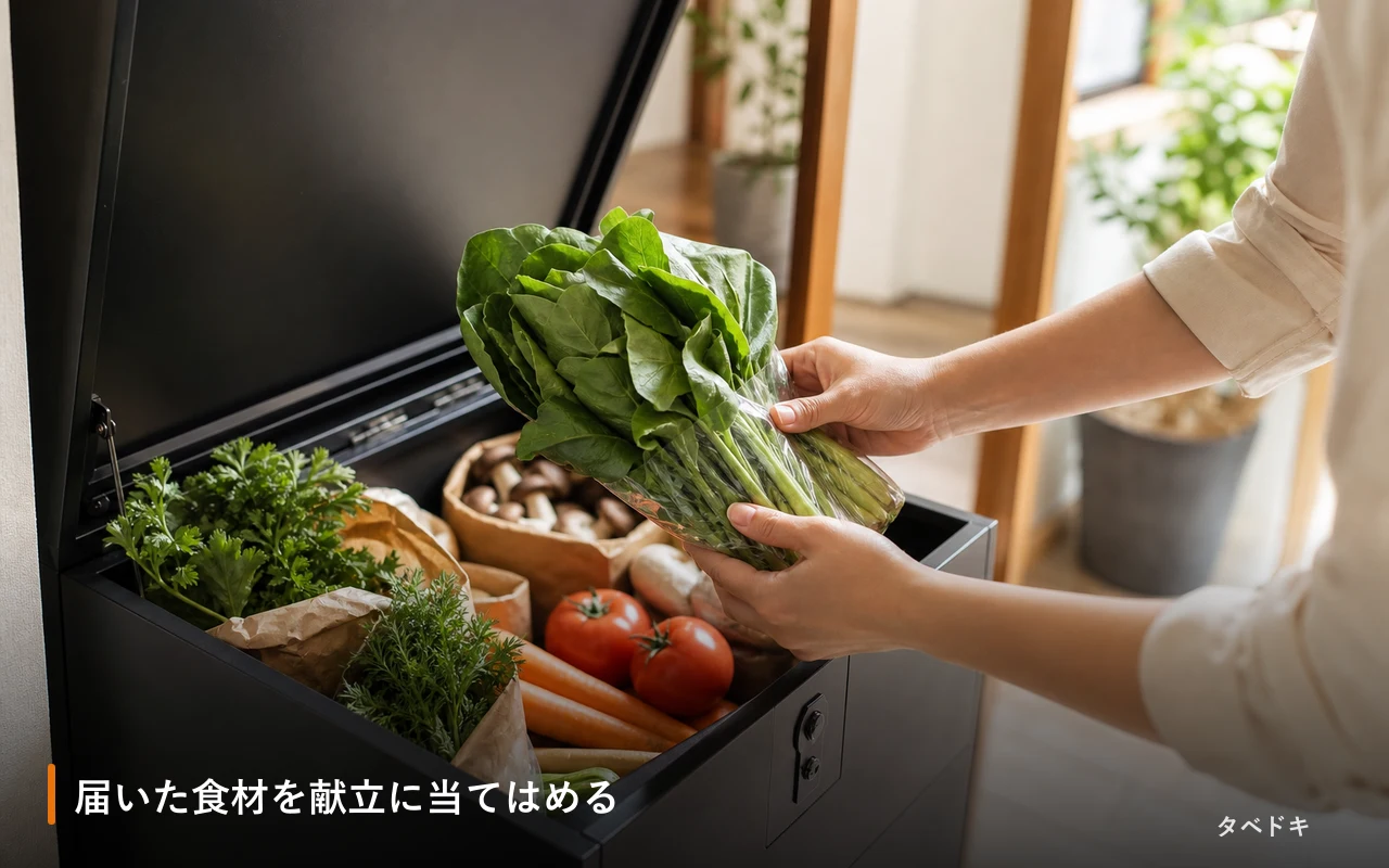 届いた食材を献立に当てはめる
