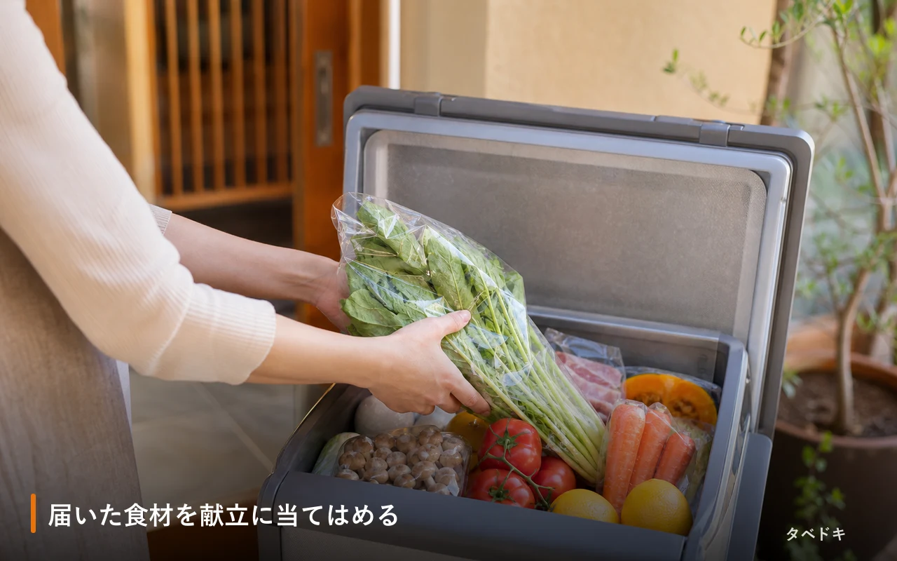 届いた食材を献立に当てはめる