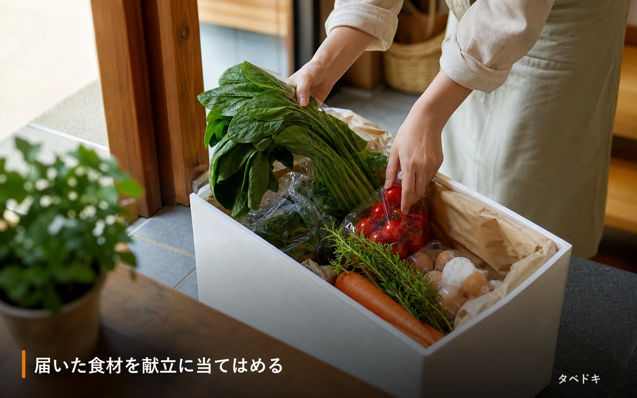 届いた食材を献立に当てはめる