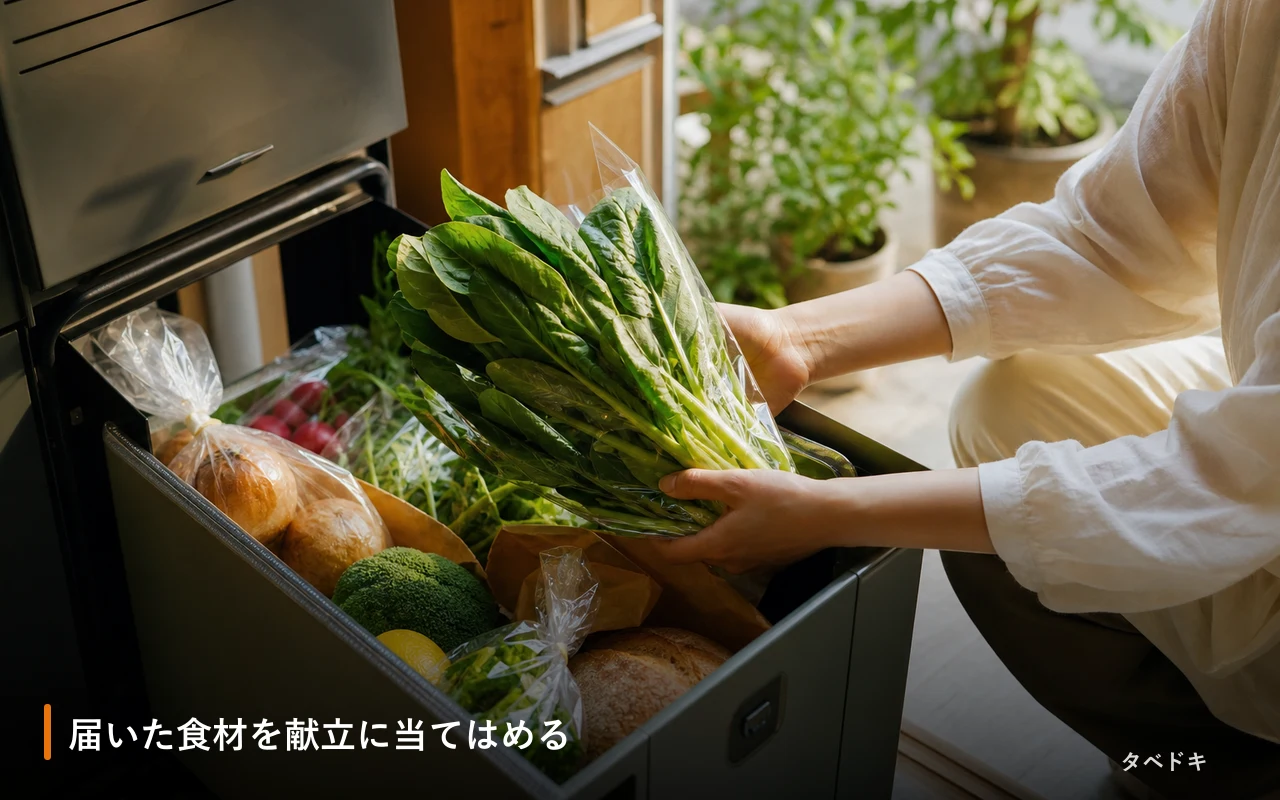 届いた食材を献立に当てはめる