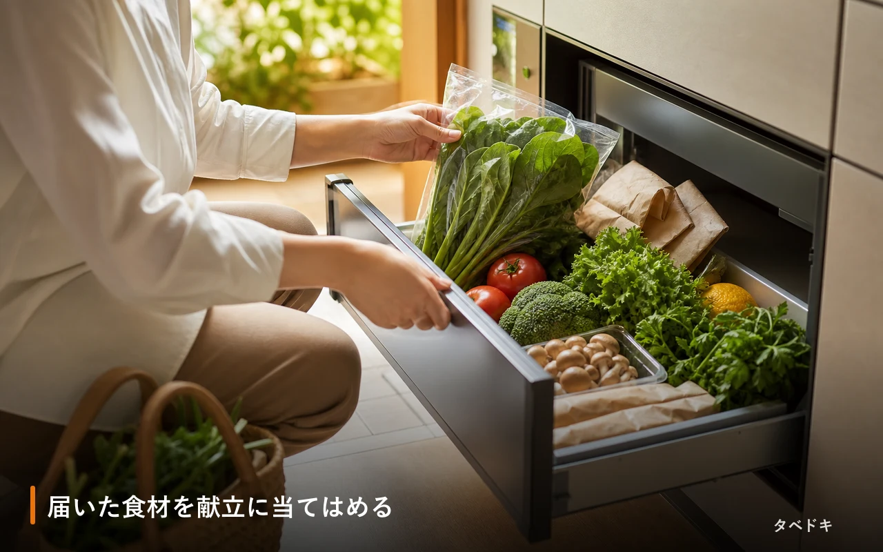 届いた食材を献立に当てはめる