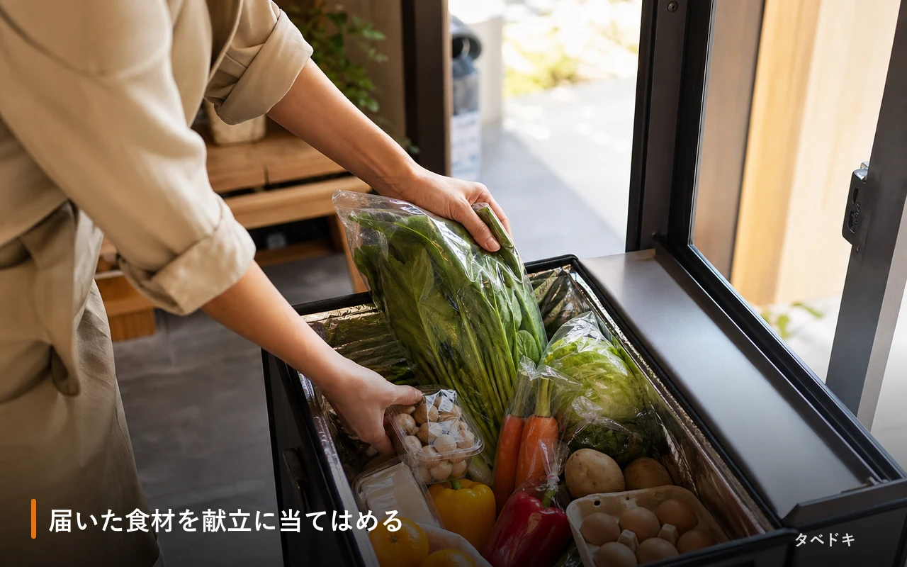 届いた食材を献立に当てはめる