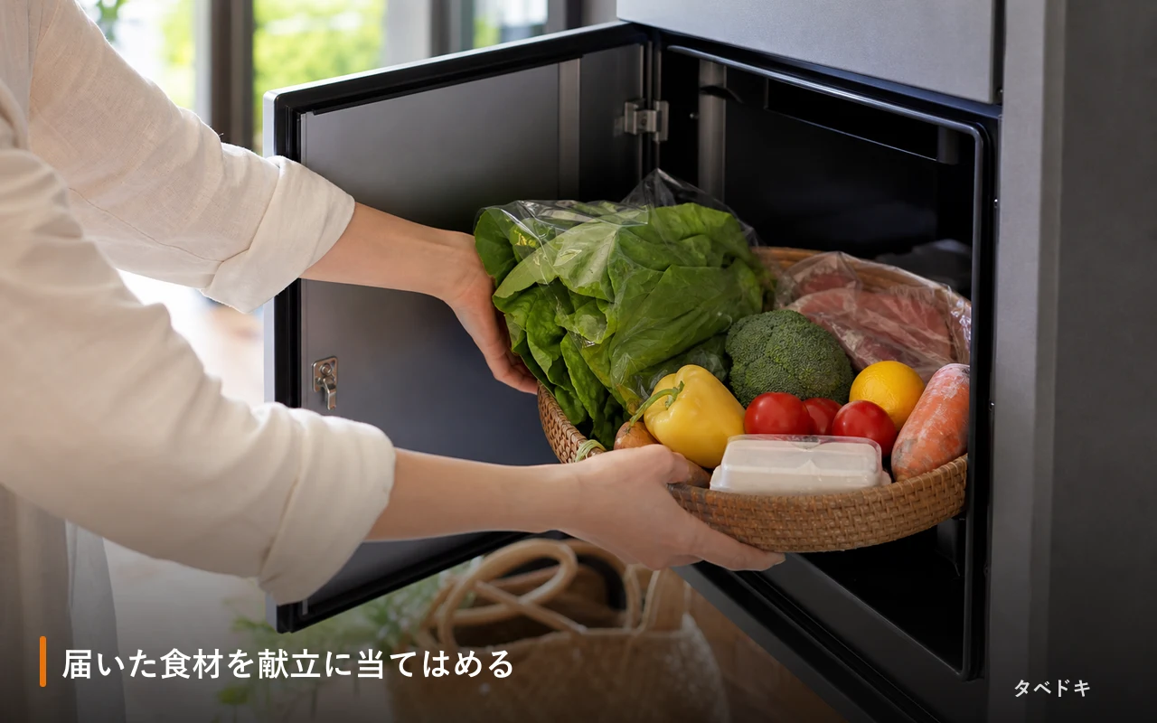 届いた食材を献立に当てはめる