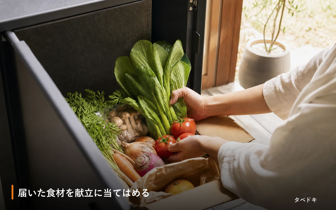届いた食材を献立に当てはめる