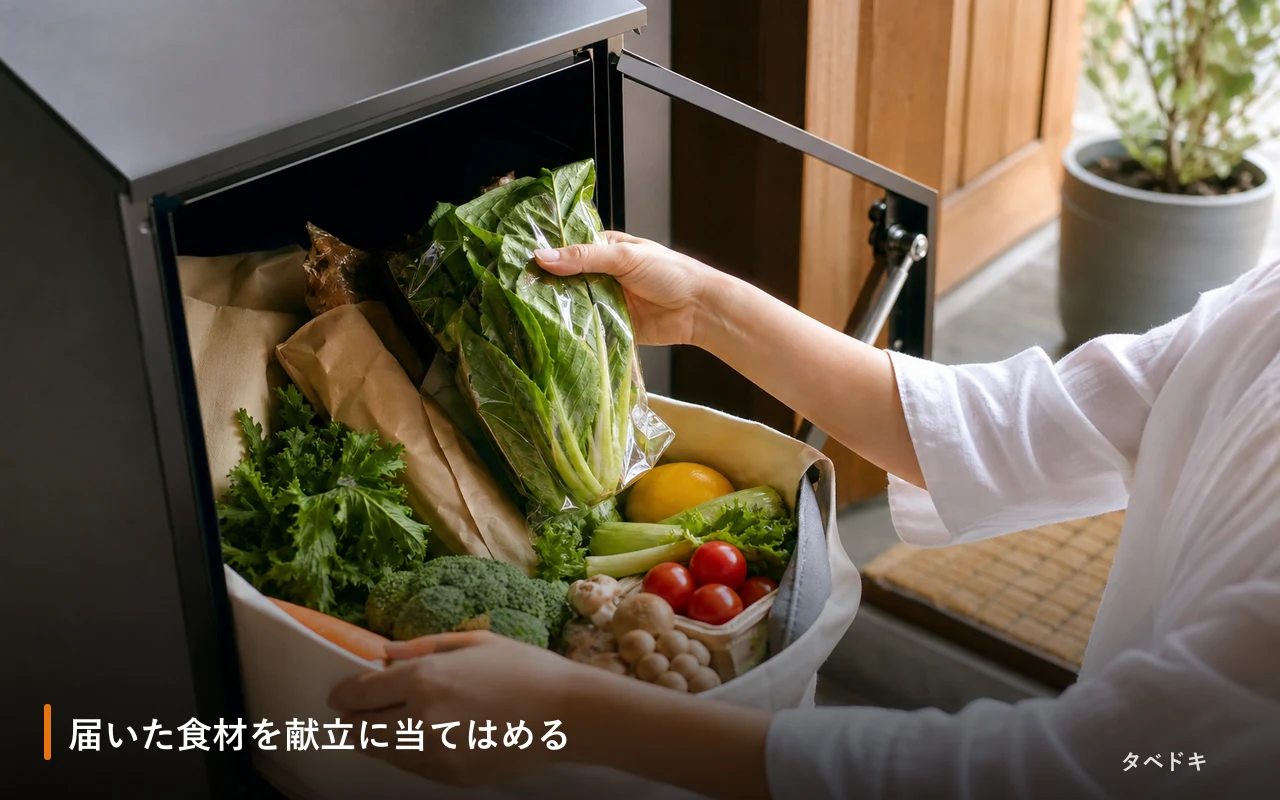 届いた食材を献立に当てはめる