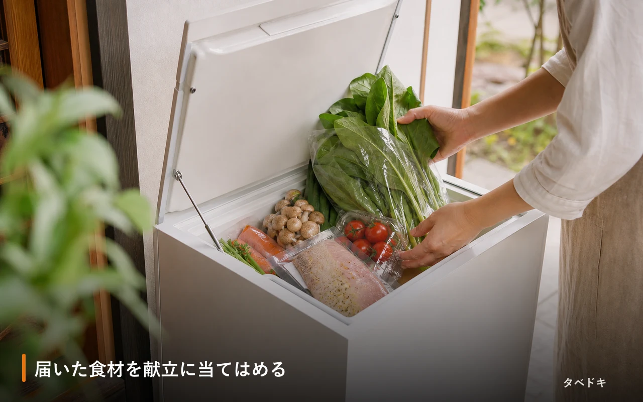 届いた食材を献立に当てはめる