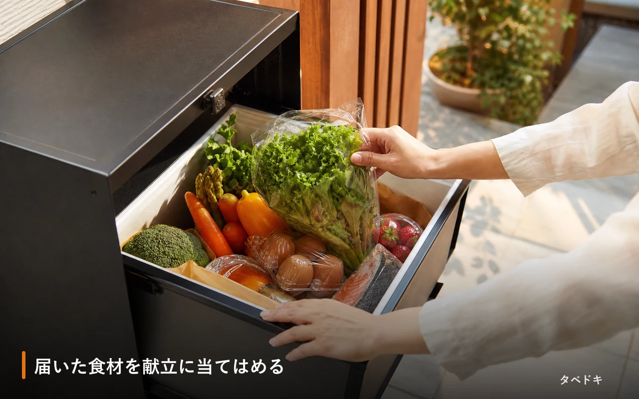 届いた食材を献立に当てはめる