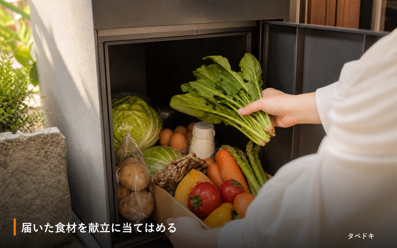 届いた食材を献立に当てはめる