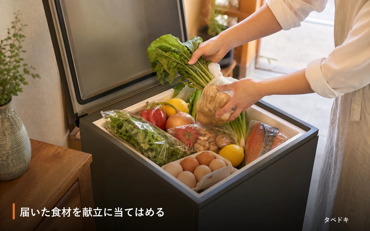 届いた食材を献立に当てはめる