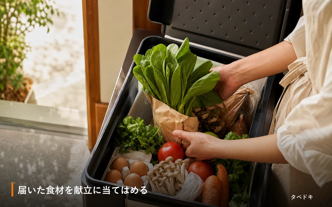 届いた食材を献立に当てはめる