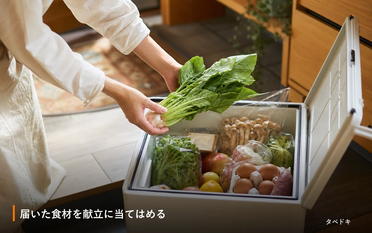 届いた食材を献立に当てはめる