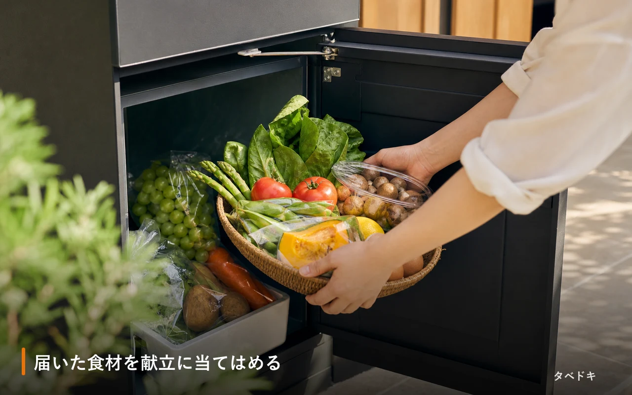 届いた食材を献立に当てはめる