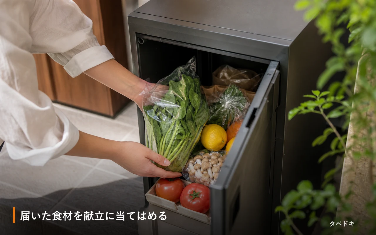 届いた食材を献立に当てはめる