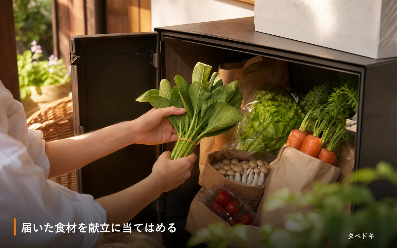 届いた食材を献立に当てはめる
