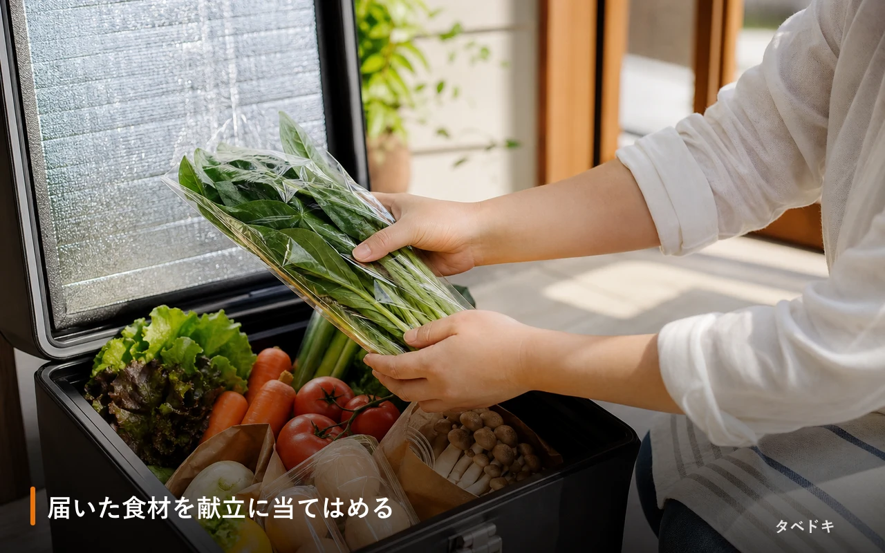 届いた食材を献立に当てはめる