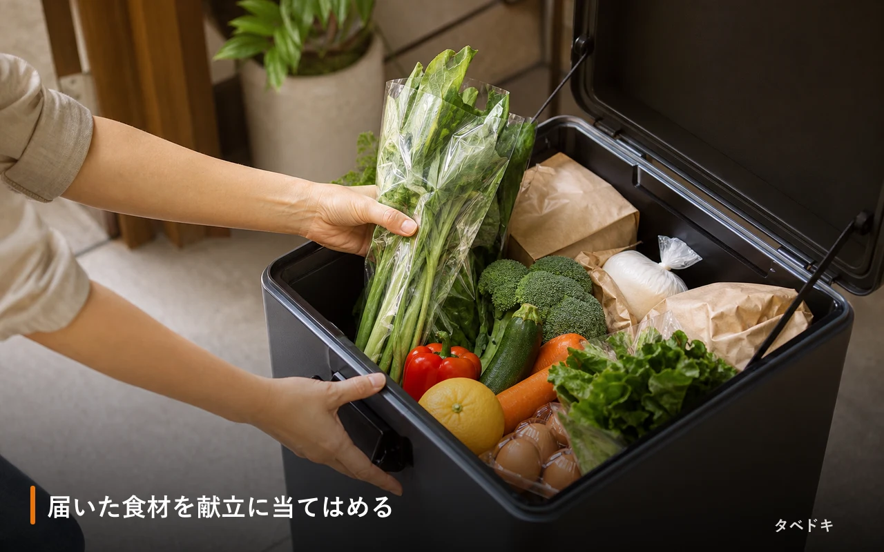 届いた食材を献立に当てはめる