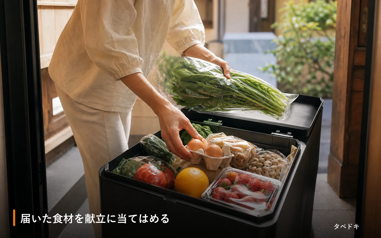 届いた食材を献立に当てはめる