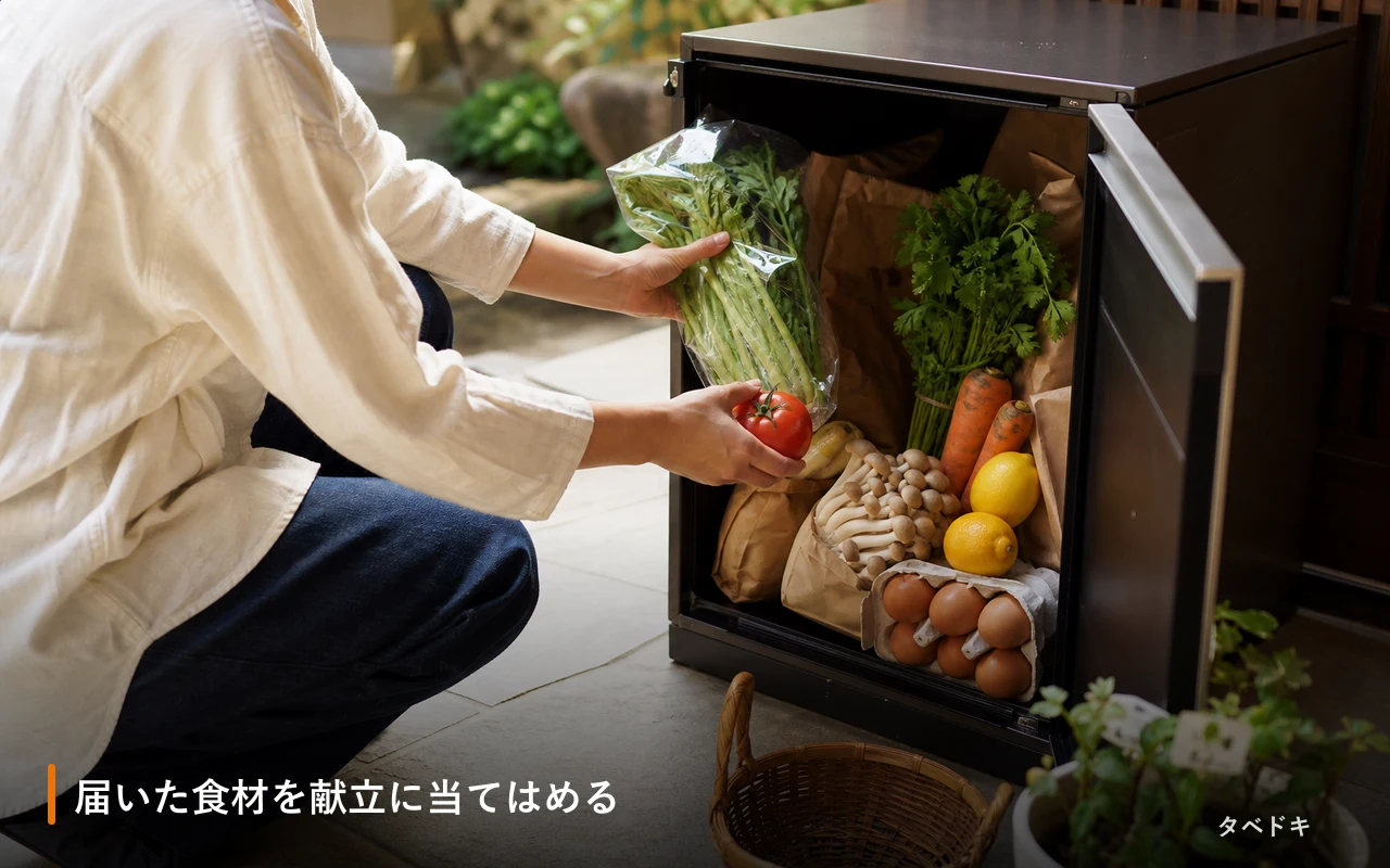 届いた食材を献立に当てはめる