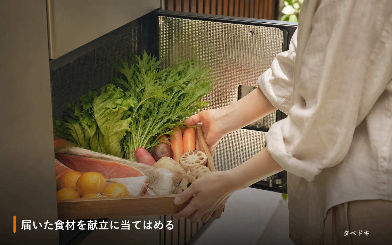 届いた食材を献立に当てはめる