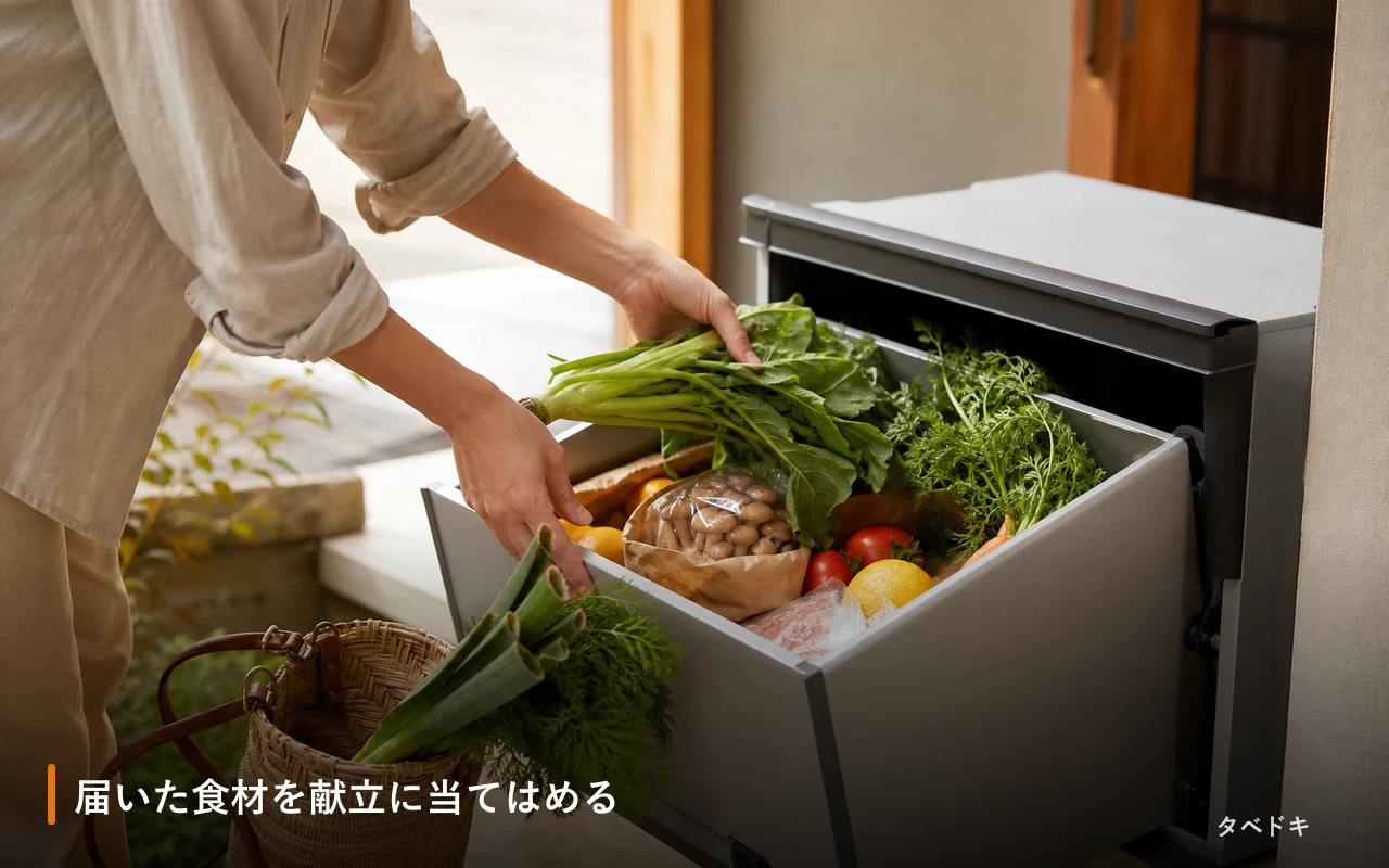 届いた食材を献立に当てはめる