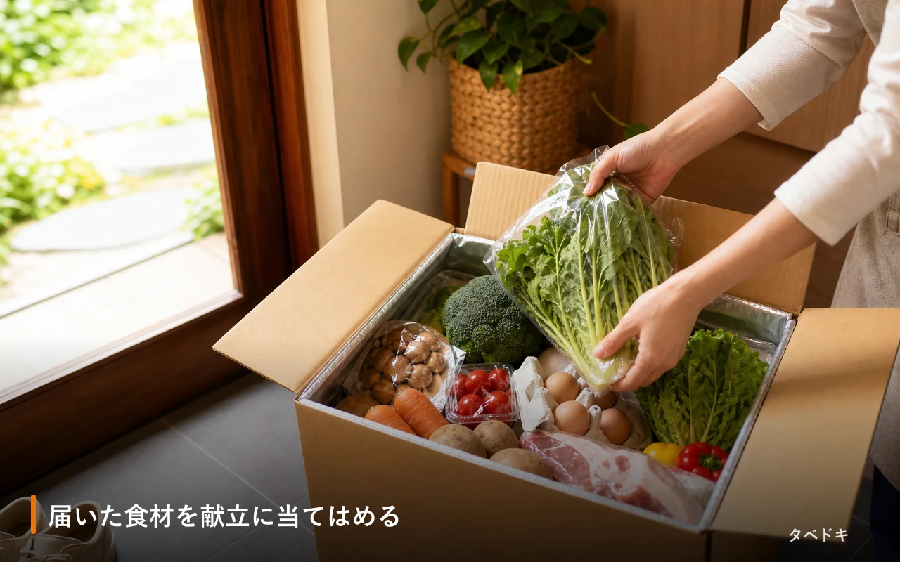 届いた食材を献立に当てはめる