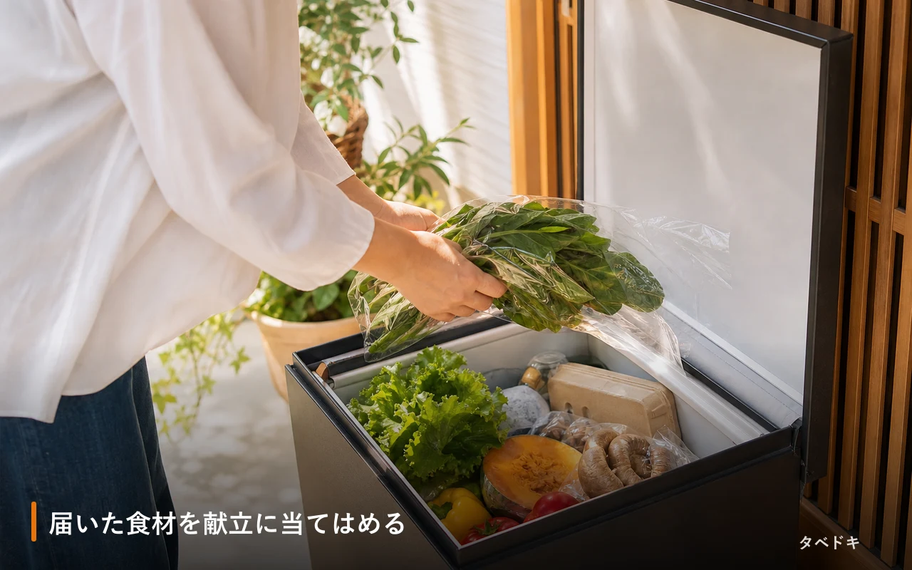 届いた食材を献立に当てはめる