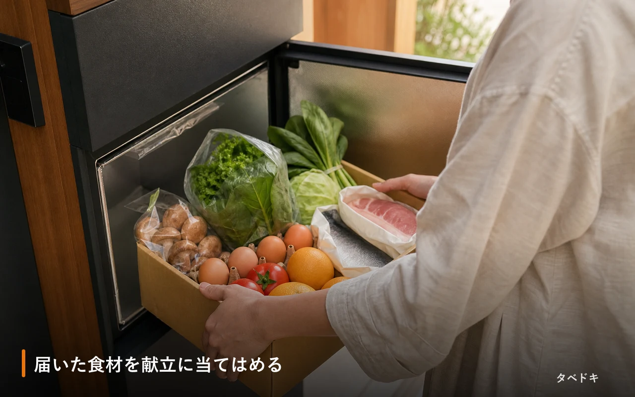 届いた食材を献立に当てはめる