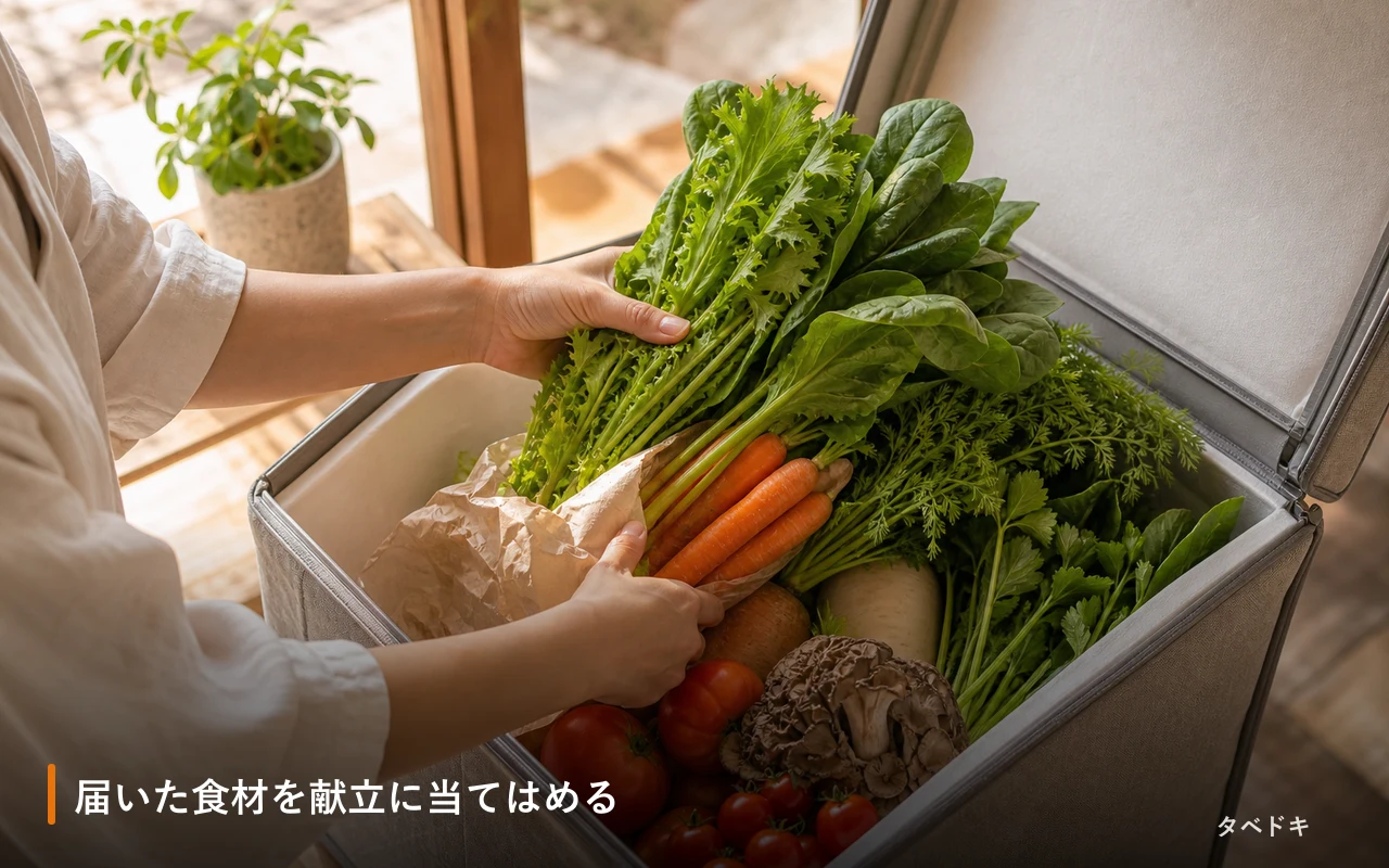 届いた食材を献立に当てはめる