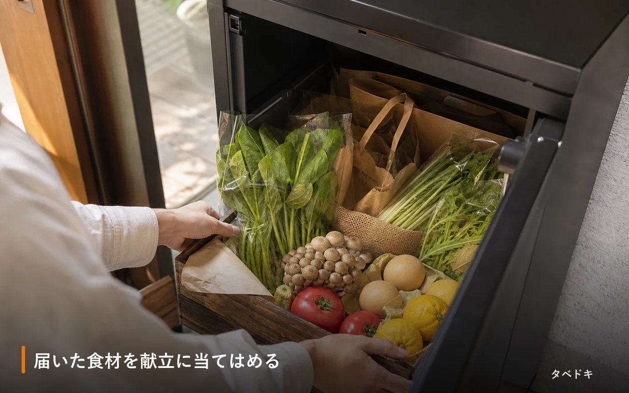 届いた食材を献立に当てはめる