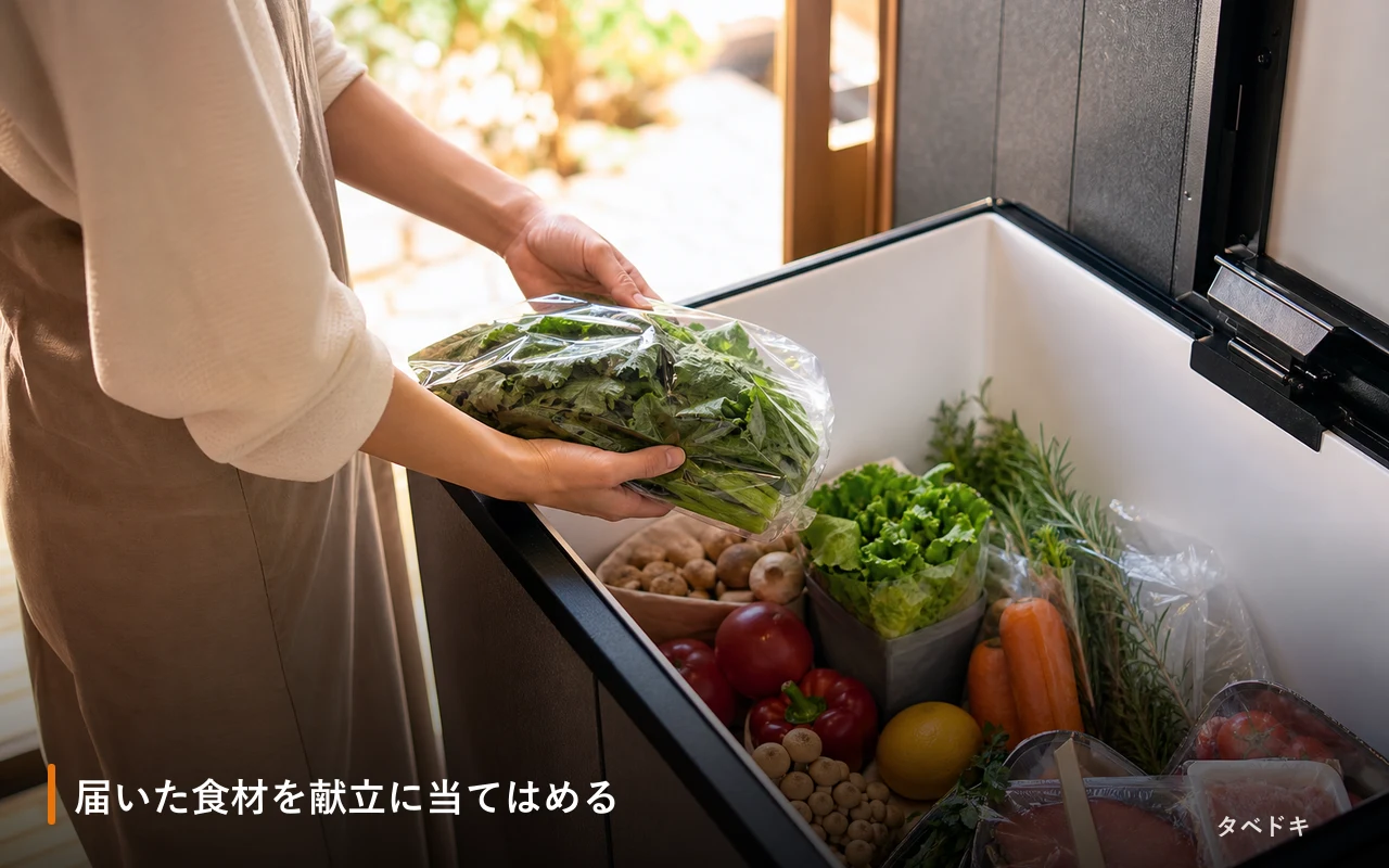 届いた食材を献立に当てはめる