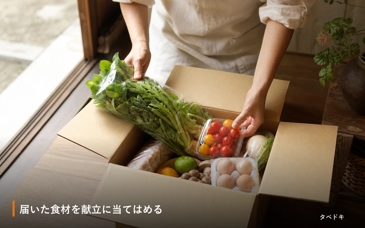 届いた食材を献立に当てはめる