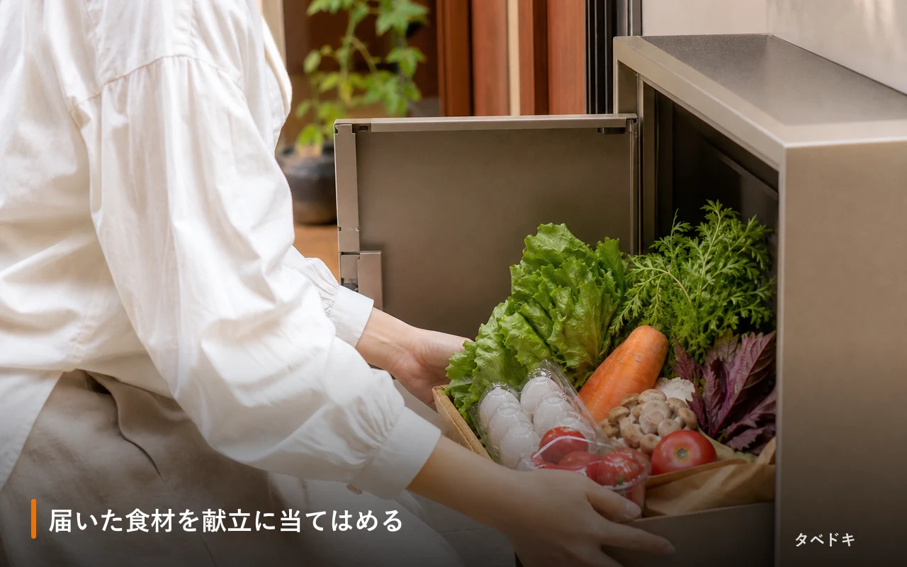 届いた食材を献立に当てはめる