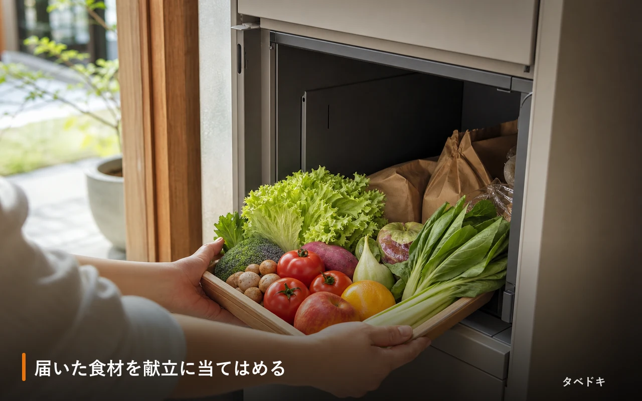 届いた食材を献立に当てはめる
