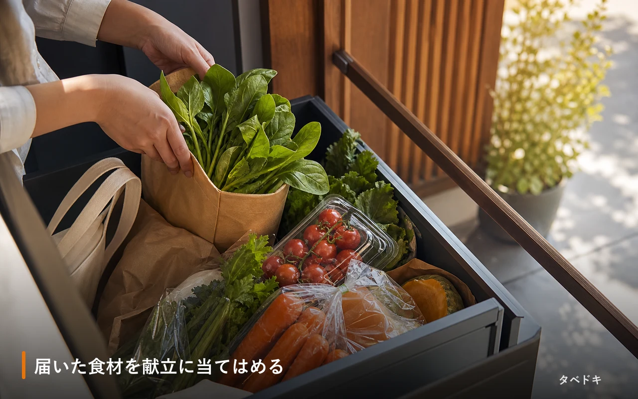 届いた食材を献立に当てはめる