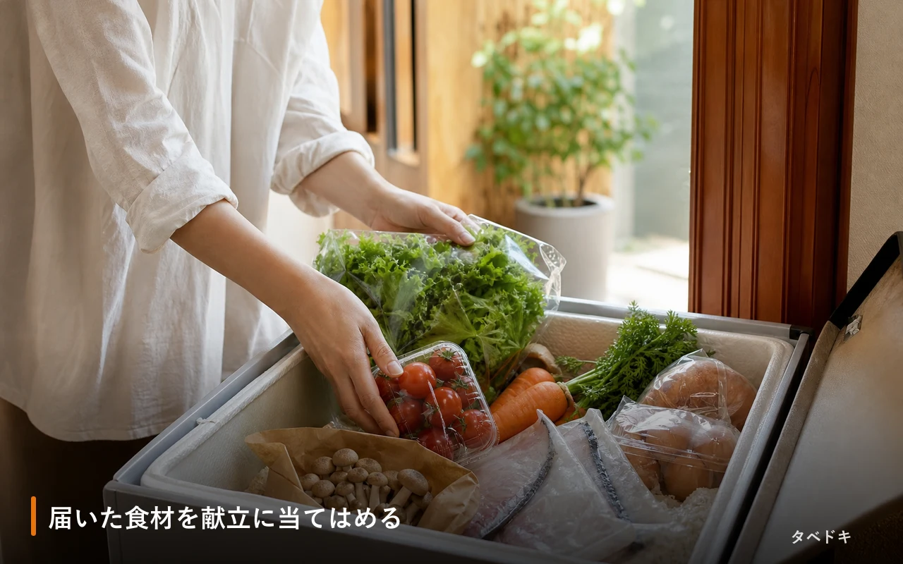 届いた食材を献立に当てはめる